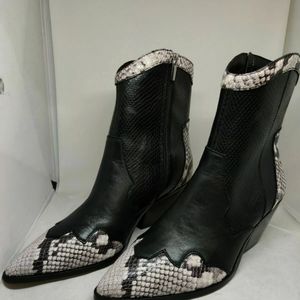 Western Black Leather Snake Skin